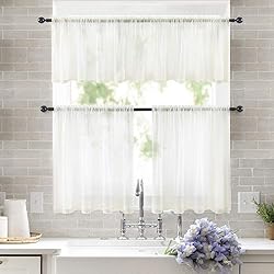 MIULEE Window Valance Half Window Sheer Curtains