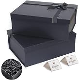 Giftilious Large Gift Boxes, 13"x10"x5" Black Gift Boxes 2 Pack Sturdy Gift Box with Lids for Presents, Gift Wrap Boxes for Birthdays, Groomsmen Proposal,Anniversaries, etc