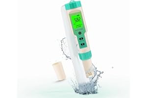Terronix Hydrogen Water Tester, 4-in-1 pH H2 ORP Temp Meter, High Accuracy Hydrogen Tester for Water, Portable ORP Meter for Drinking Water, Aquarium, Hydrogen Water Bottle, Home and Lab Use, Pool