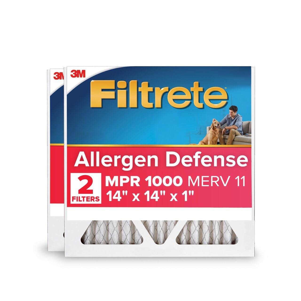 Filtrete 14x14x1, AC Furnace Air Filter, MPR 1000, Micro Allergen Defense, 2-Pack (Exact Dimensions 13.81 x 13.81 x 0.81)