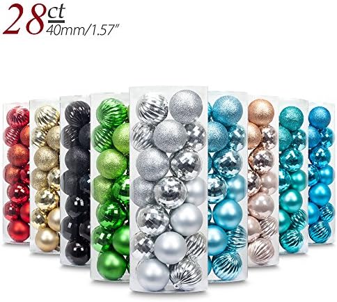 Yoland 1.57''/28ct Christmas Ball Plating Ornaments Tree Collection for Holiday Parties Decorations (1.57''/28ct, Silver)