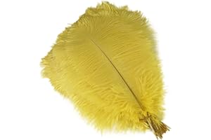 LONDGEN 5pcs Ostrich Feathers 16-18inch(40-45cm) for Wedding Party Centerpieces Halloween Christmas Home Decorations (Yellow)
