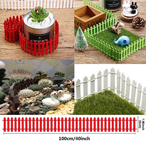 Ioffersuper 3 Pcs 5X100CM White Mini Wooden Fence for Miniature Fairy Garden Ornament Small Wood Picket Fence Craft Micro Landscaping Decor DIY Accessories