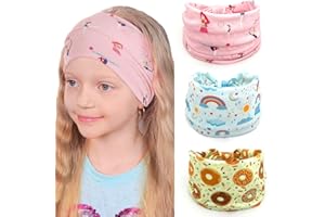 Bohend Girls Headbands Wide Knotted Hair Bands 3Pcs Non Slip Elastic Cute Head Bands Workout Yoga Sweatband Hair Accessories for Girls and Kids (D)
