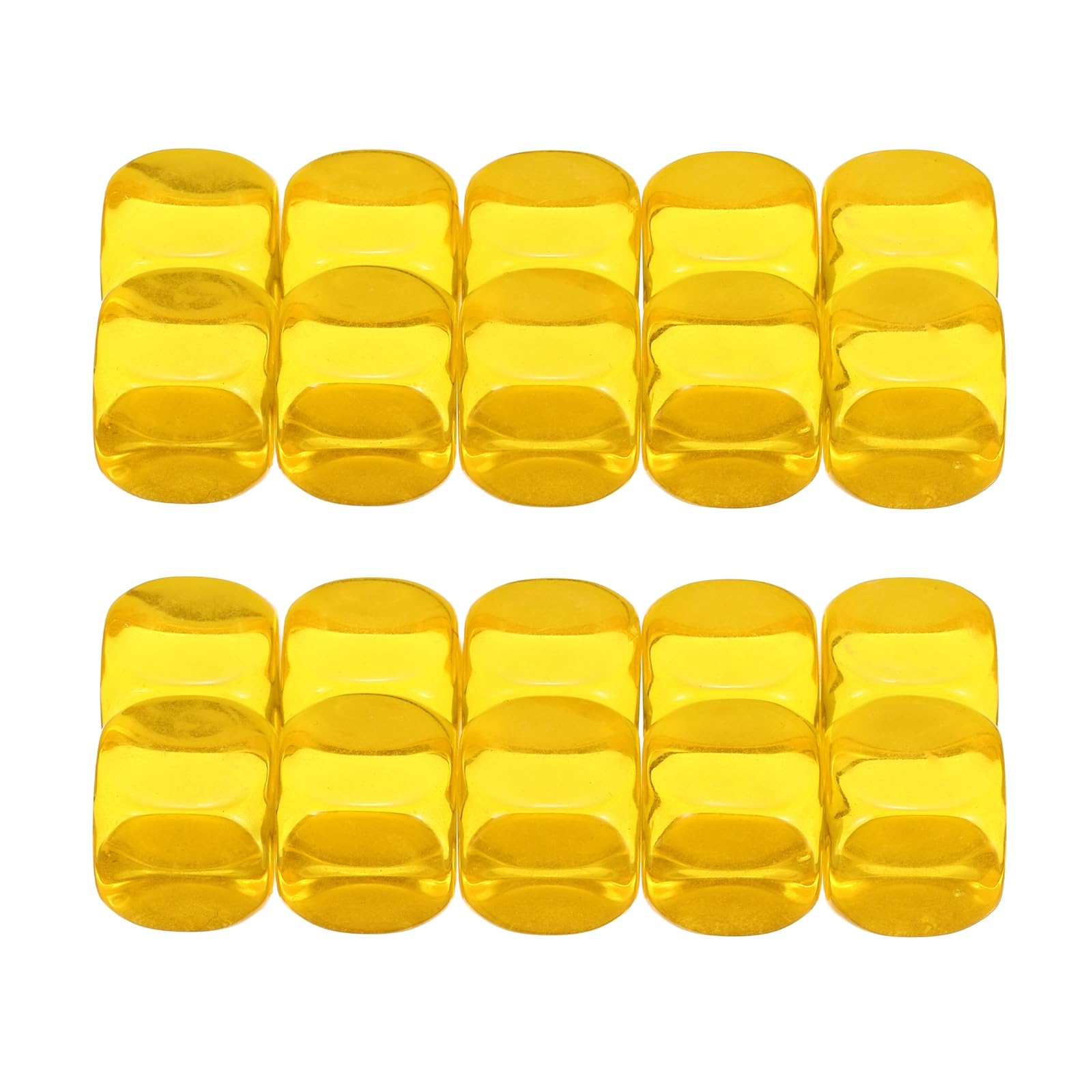 PATIKIL 16mm Clear Acrylic Dice Blank, 20 Pcs Standard Game Dice Rounded Corner with Smoothed Surface Six Sided for Board Games Teaching, Yellow