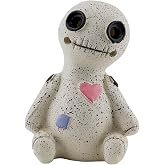 Voodoo Doll Cone Incense Burner, Speckled White with Pink Heart and Blue Patch, 3.74 Inches