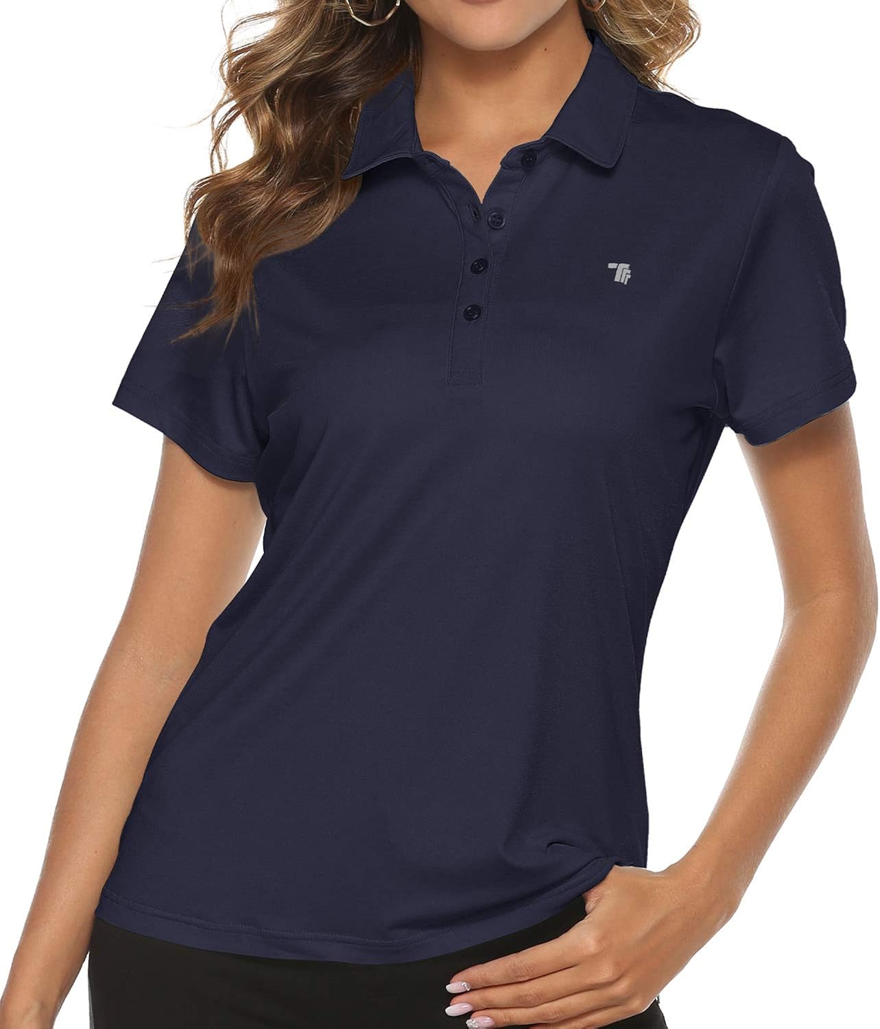 TBMPOY Women's Golf Polo T Shirts Lightweight Moisture Wicking Short Sleeve Shirt Quick Dry 4-Button: Clothing