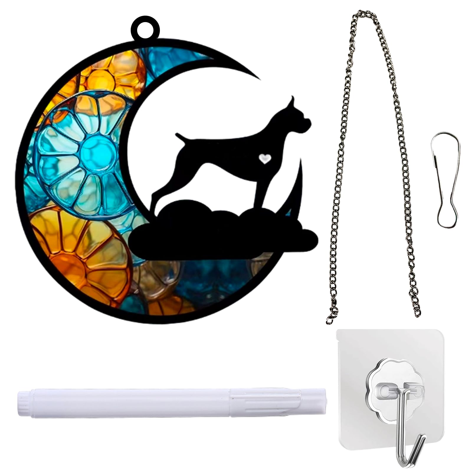 DabbOo Colourful Acrylic Decoration Pet Sun Catcher Decoration Acrylic on Moon Memory Gift for Hanging Window Suitable for Christmas Trees Cars and Home Decorations (Dogs)