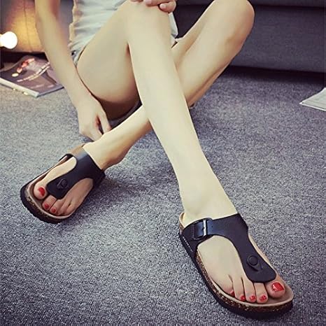 Amazon Co Jp Cxzs Flip Flopフリップフロップ女性夏ファッションコルクスリッパメンズwild着用ビーチ靴クリップ足大きいサイズスリッパ 7uk 40eu ブラック ホーム キッチン