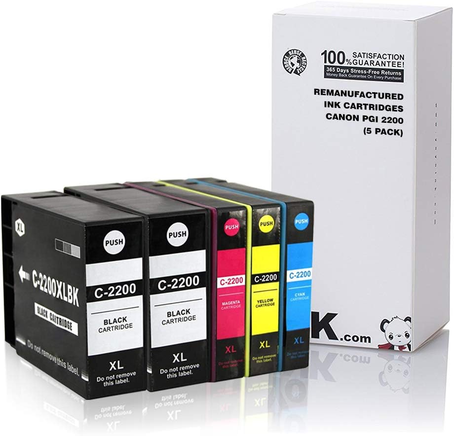 YoYoink Compatible Ink Cartridge Replacement for Canon PGI-2200 2200 XL High Yield (2 Black 1 Cyan 1 Magenta 1 Yellow; 5-Pack)