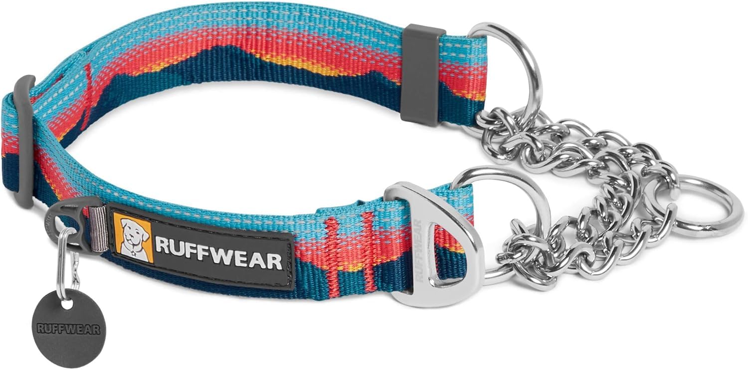 RUFFWEAR Chain Reaction Dog Collar, Martingale Dog Collar with Limited Cinch, Stainless Steel Chain, Sunset, 11"-14"