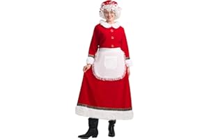 Aotiooy Mrs. Claus Costume for Women Deluxe Adult Miss Santa Clause Dress Christmas Outfit