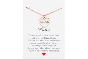 kaisinse Grandma Necklace Nanny Gift Heart Cutout Letter Nana Gigi Mimi Necklace Gift for Grandma from Grandchild with Message Card