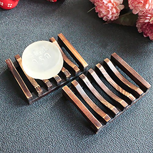 Acerich 2 Pack Wooden Soap Dish Bathroom Shower Soap Holder Hand Craft Natural Wood Dish Holder for Soap, Sponges, Scrubber - Thumbnail 4