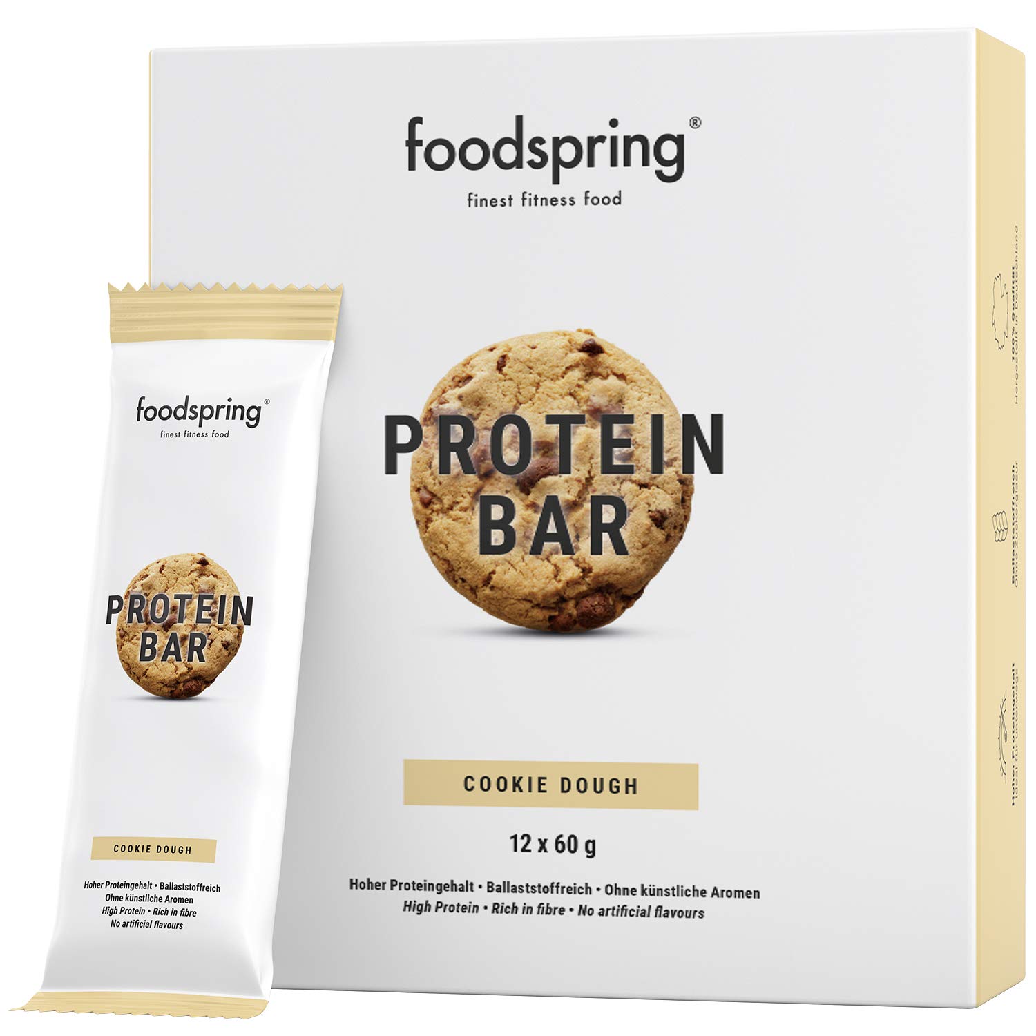 foodspring Protein Bar Cookie Dough, 12Pack Protein Snack Without