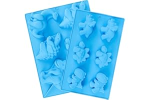 Beasea Dinosaur Soap Mold, 2 Pack Jello 3D Silicone Mat Mini Chocolate Cake Fondant Candy Cookie Baking Making Clay Ice DIY Hard Resin Gummy Cube Tray Set Decoration Handmade Craft Bear Shape for Kids