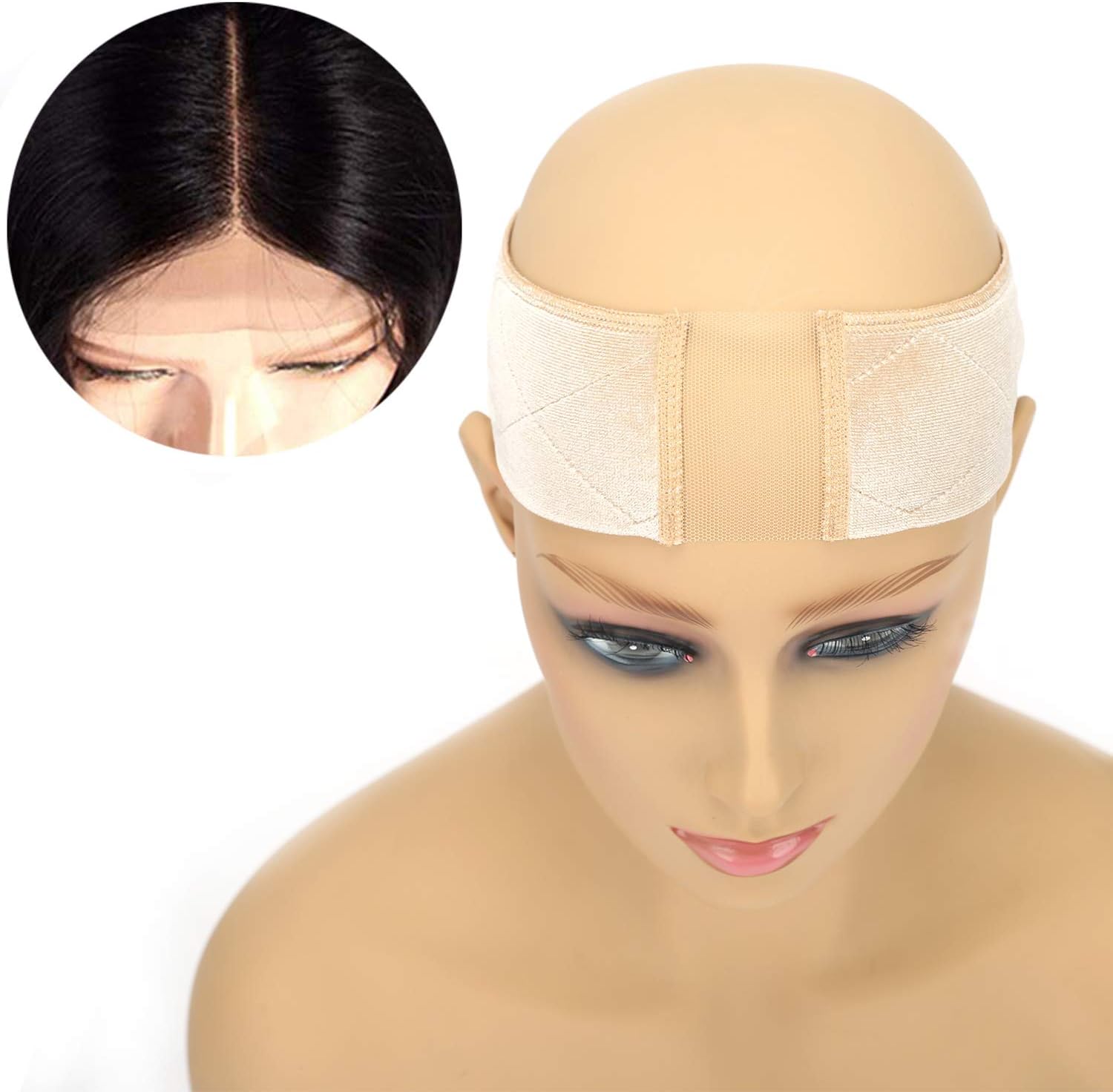 NAISIER Grip Cap Velcro Closure - Non Slip, Keeps Wig Secured - Prevents Headaches & Hair Loss (Beige)