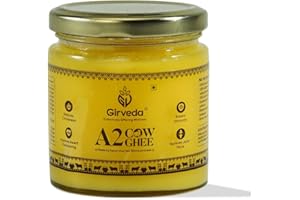 Girveda A2 Grass Fed Gir Cow Ghee 6.76Oz From Gir Region India | Vedic Bilona Method | Lab Tested | Natural & Healthy | Unsalted | Pasture Raised