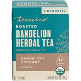 Teeccino Dandelion Coconut Tea - 10 Tea Bags - Caffeine Free, Roasted Herbal Tea with Prebiotics, 3x More Herbs than Regular Tea Bags, Gluten Free