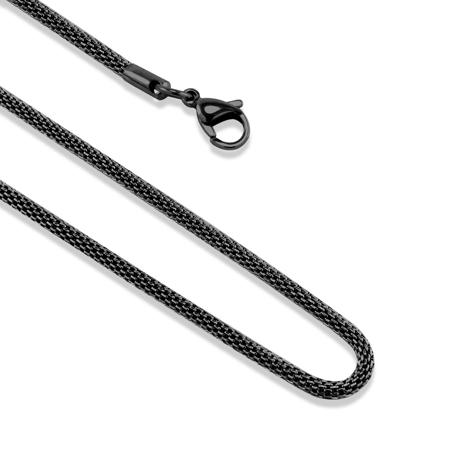 555Jewelry 3.3mm Stainless Steel Mesh Necklace for Women & Men, Available in 16”-22”, Metal, No Gemstone