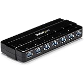 StarTech.com 7 Port USB 3.0 Hub - Desktop USB Hub with Power Adapter - USB 3 Hub - Seven Port USB3 Hub - Black (ST7300USB3B)