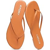 FITORY Women’s Flip Flops, Fashion Casual Thong Walking Slide with Vegan Leather, Comfortable Summer Beach Flat Sandals for 2026 Indoor and Outdoor Size 6-11