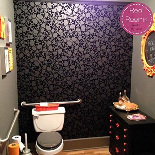 Barbara Hulanicki Designer Black Skulls Print Flocked Luxury Wallpaper, 20 x 396 cm - Image 4
