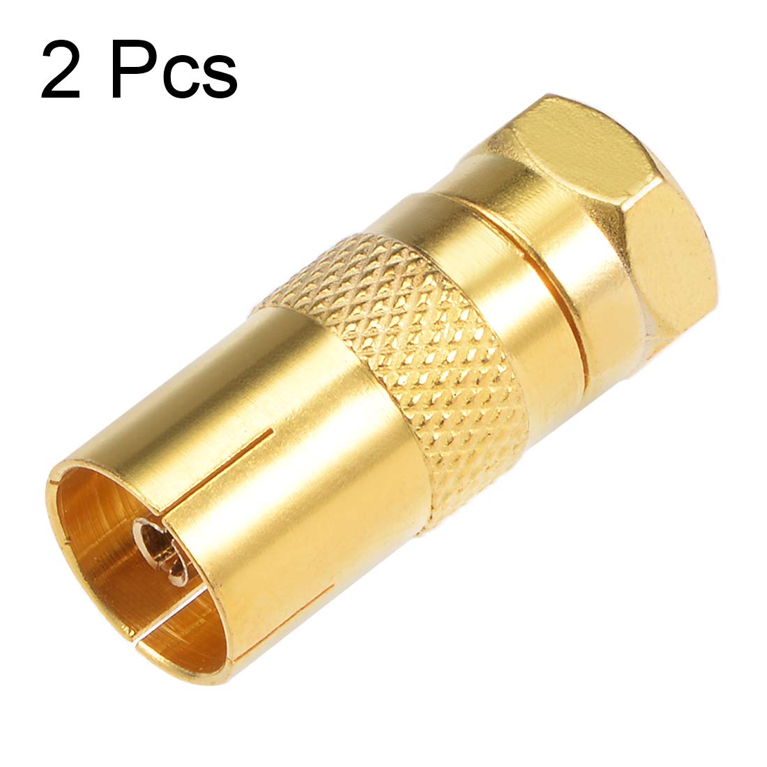 sourcing map F Type Male to PAL Female Golden Tone RF Coaxial Adapter Connector 2pcs - Image 4