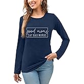 NEWKA Mama Shirt for Women Mothers Day Long Sleeve Shirts Every Day I'm Motherin Tee Tops