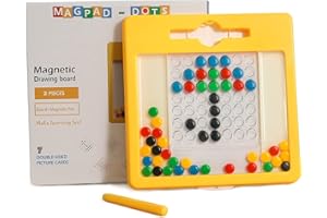 IEATFO Magnetic Doodle Board for Kids & Toddlers, Magnetic Drawing Board with Magnet Pen & Beads, Magnetic Dot Art, Montessori Educational Preschool Toy, Travel Toys for 3+ Years Old Boys Girls(8.1"x 8.1")