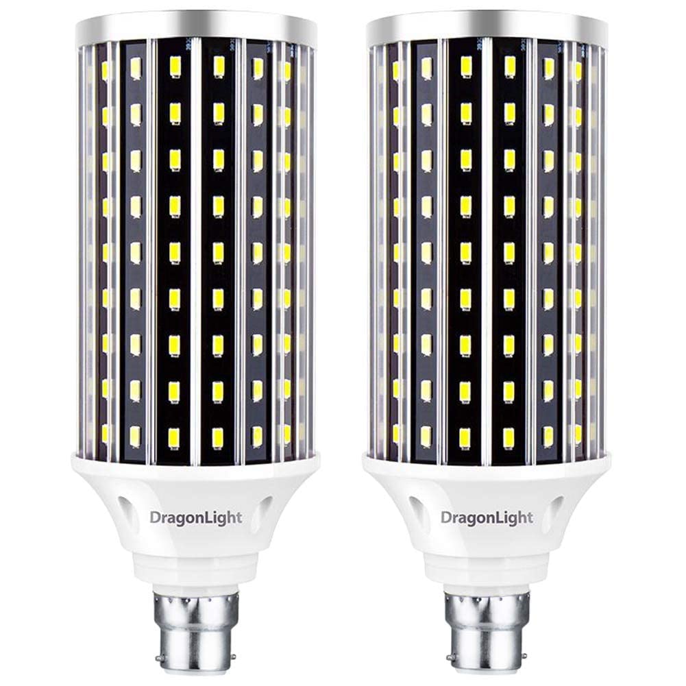 DragonLight Super Bright 50W B22 Bayonet Cap LED Corn Light Bulbs (400 Watt Equivalent) - 6000K Daylight 5500 Lumens, Pack of 2 — image 1