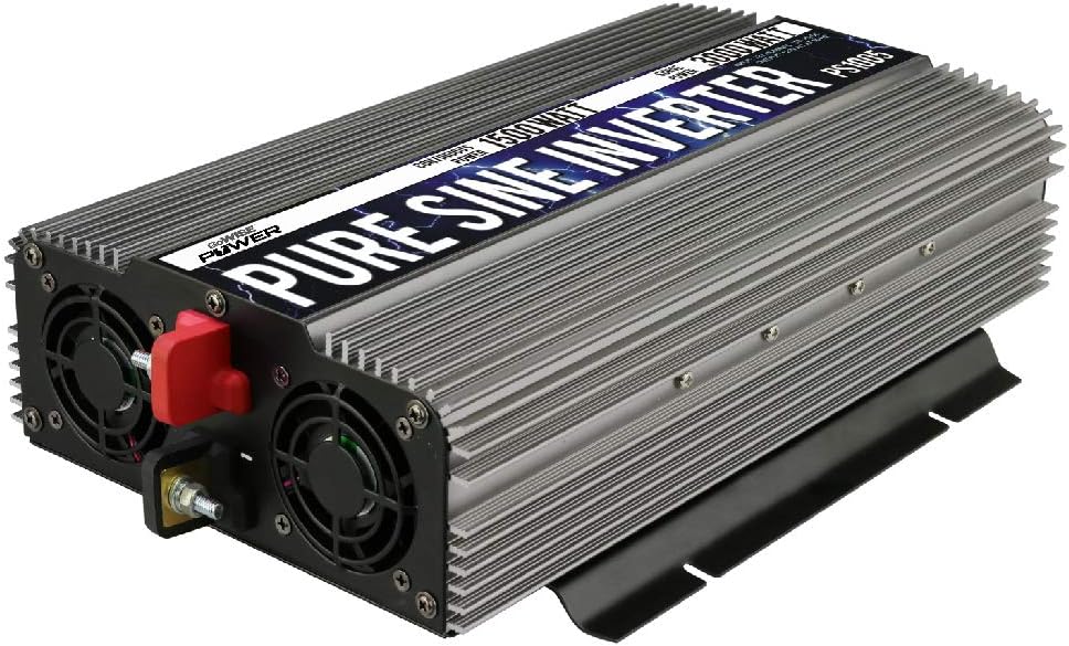GoWISE Power 1500W Pure Sine Wave Power Inverter 12V DC to 120 V AC with 3 AC Outlets, 1 5V USB Port, 2 Battery Cables, and Remote Switch (3000W Peak) PS1005 (Brand Name/Packaging May Vary): Automotive