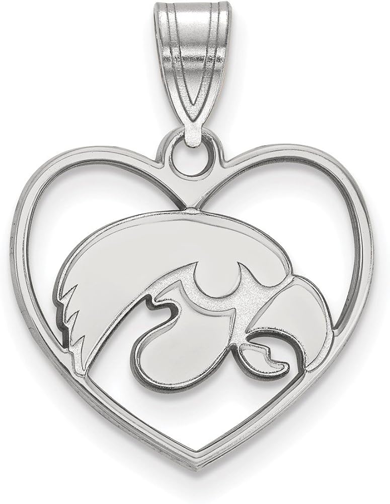 Jewelry White Sterling Silver Charm Pendant Iowa Ncaa University Of 21 Mm 17 Foretadrenaline Com