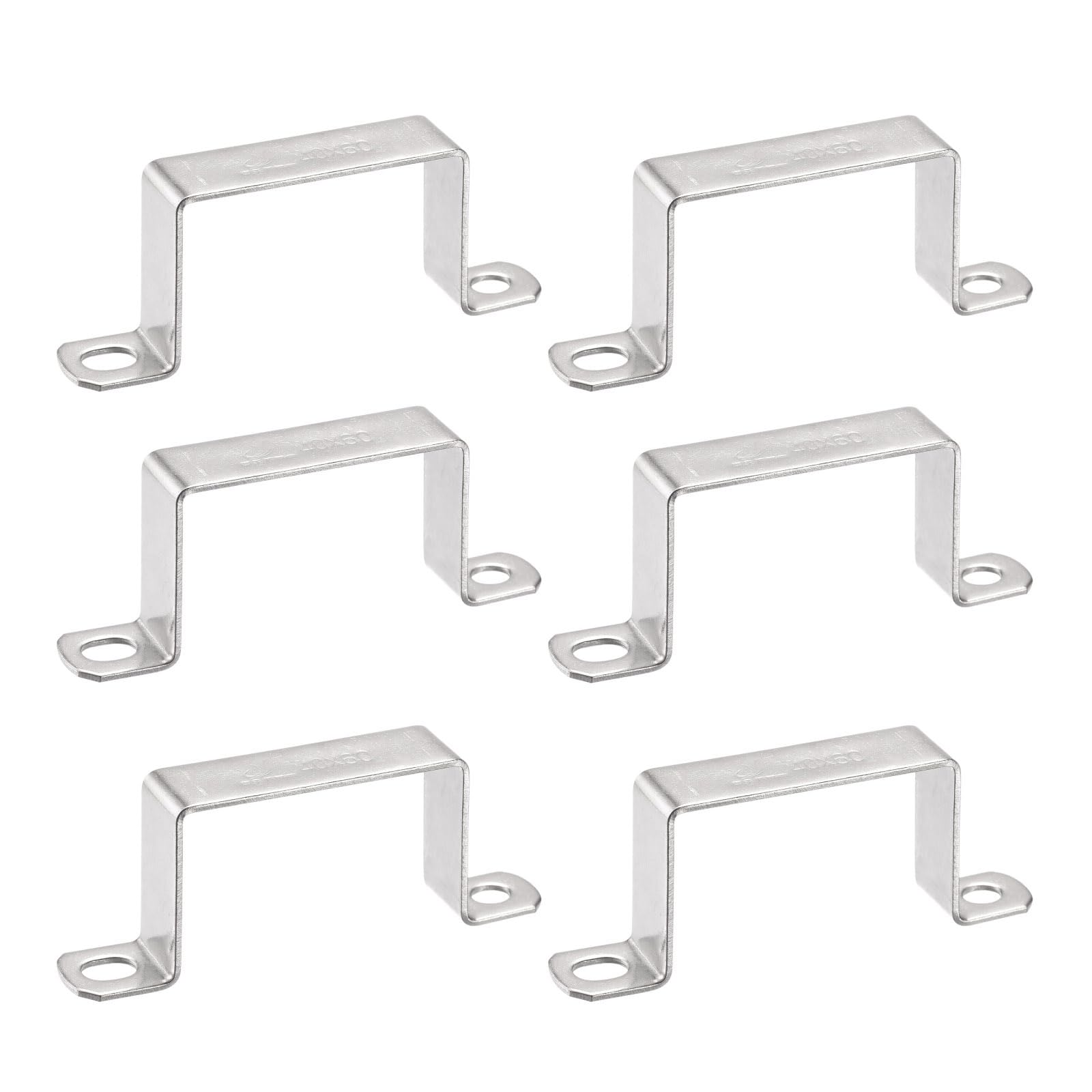 TOP-VIGOR 6Pcs U Shaped Connector Bracket 38 x 61mm 304 Stainless Steel for Door Closed Bar Holder Strut Channel and Fixing Tube Pipe Wire