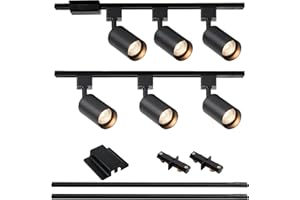 Hiiglxii 6-Light LED Track Lighting Kit with 6.6FT H Track Lighting Rails & Floating Canopy Connector, GU10 Track Light Kit B