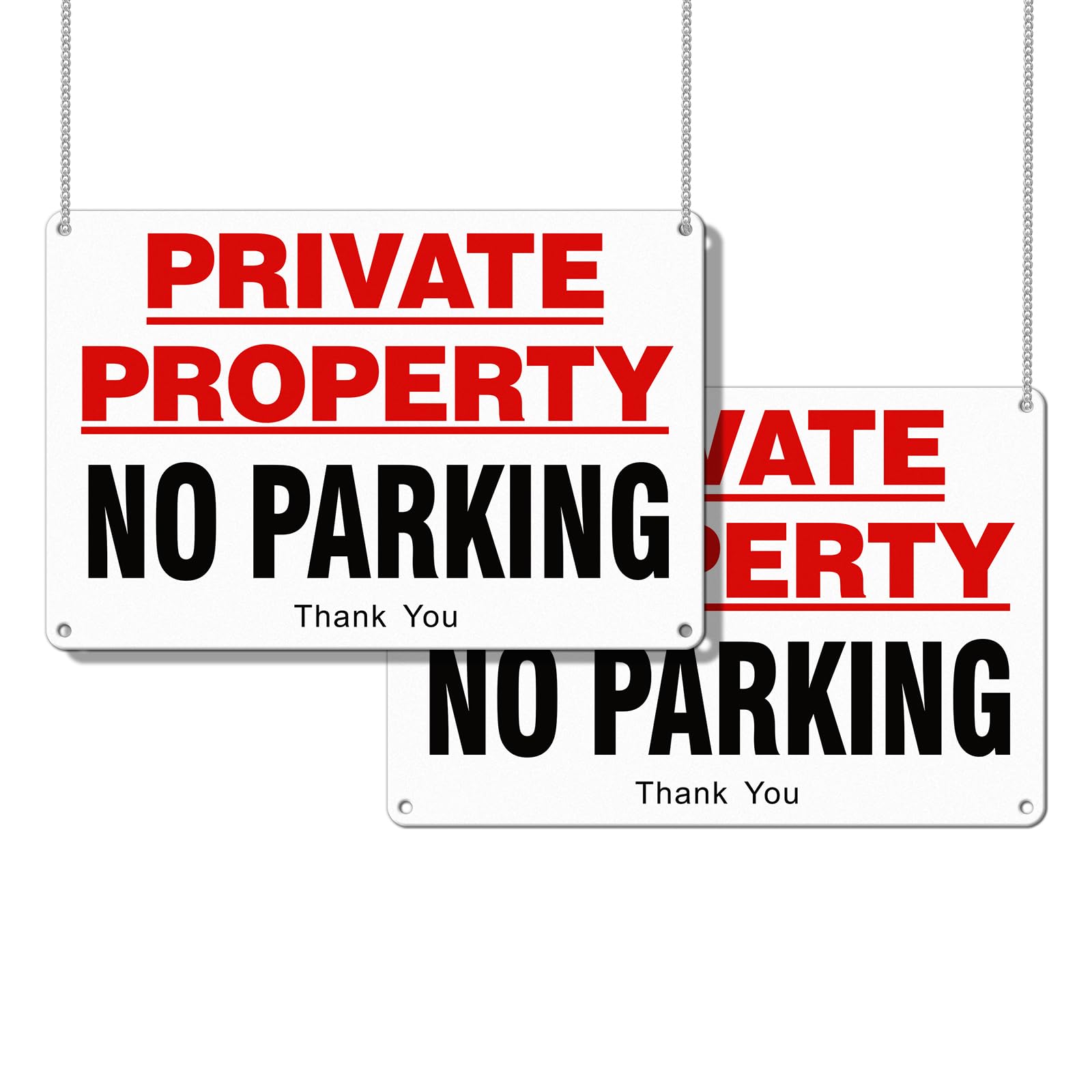 Goodvia No Parking Signs Outdoor Metal A4 size, Private Parking Signs Aluminum Reflective with Pre-drilled Holes Pack of 2