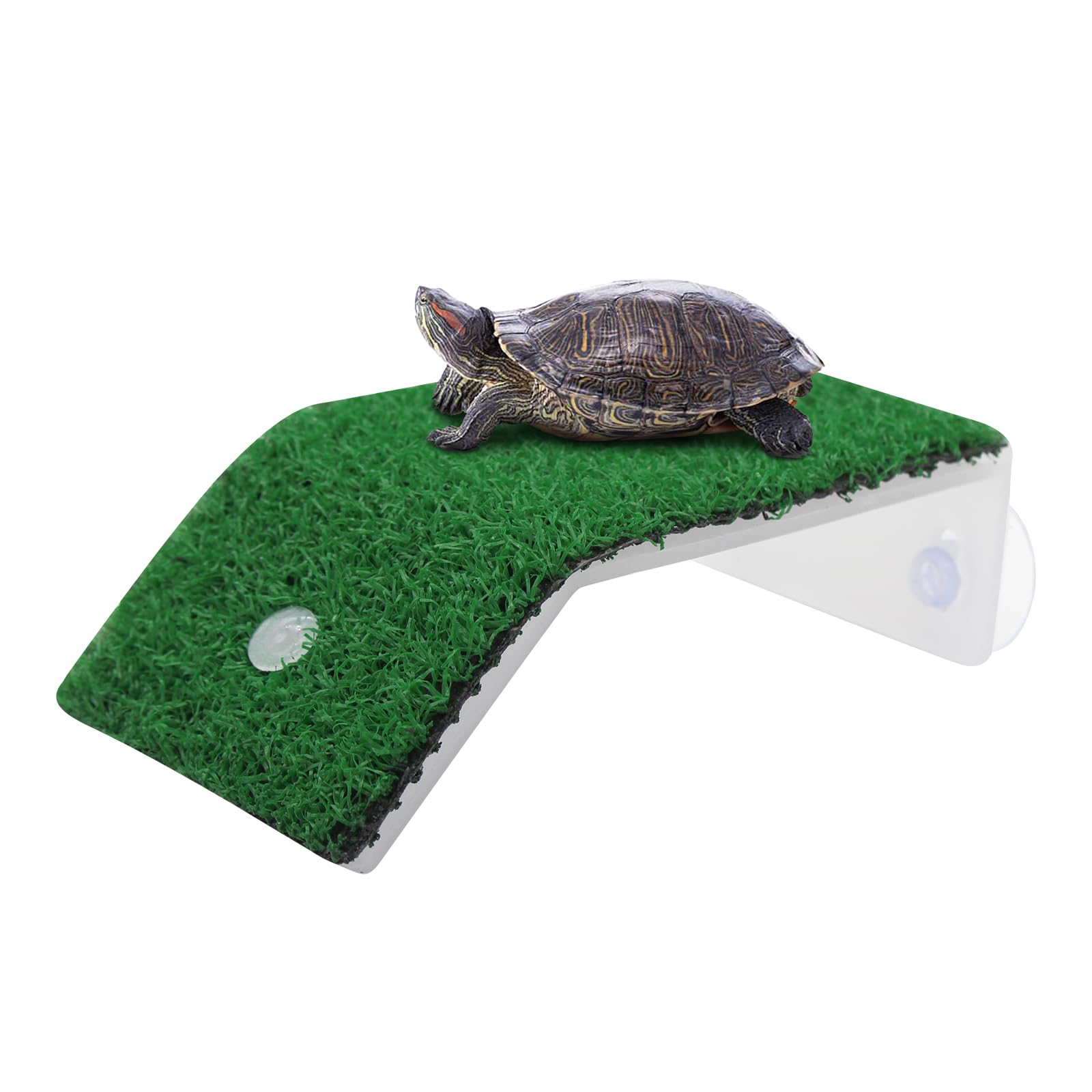 LuckyOpt Grass Turtle Ramp, Simulated Turtle Platform with Slope, Turtle Terrace for Turtle Climbing Sunbathe, Climbing Ramp lawn for Small Reptile Reptile Frog Terrapin (Green, S)