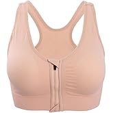 Hiking Gril Women's Zip Front Sports Bra Wireless Post-Surgery Yoga Bras