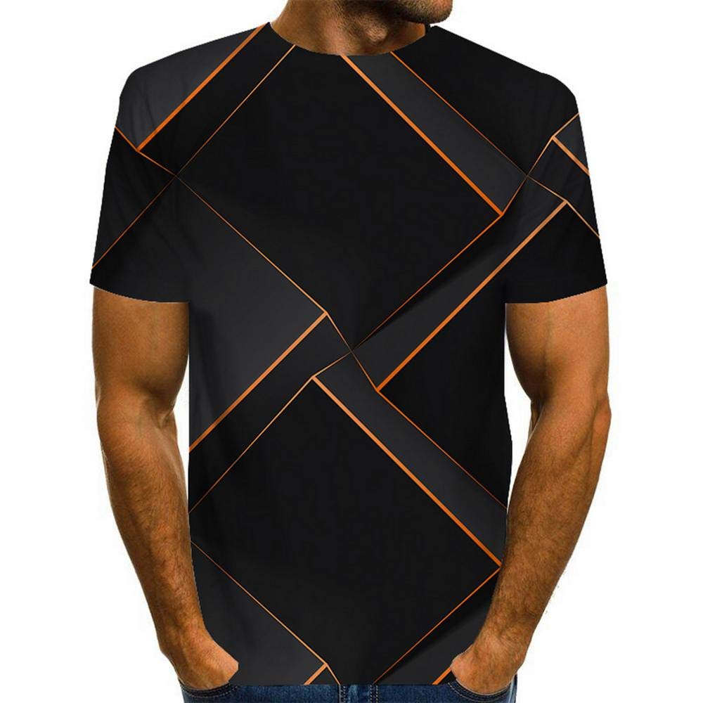 Buy Men's 3D Geometric Graphic Optical Illusion T-Shirt Print Short Sleeve Daily Tops Basic 