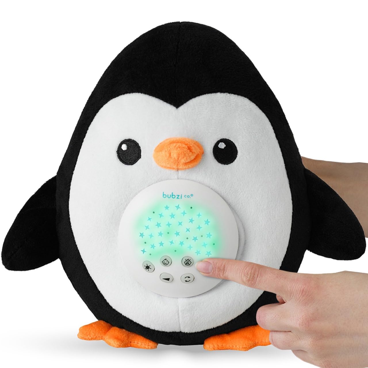 Bubzi Co Penguin Sound Machine, Portable Soother & Night Light Projector, Comforting Electronic Infant Sleep Aid & Shusher with White Noise