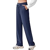 PINSPARK Women's Wide Leg Sweatpants High Waisted Baggy Workout Sweat Pants Comfy Drawstring Athletic Pants with Pockets