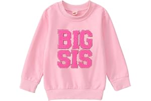 IZYJOY Big Sister Sweatshirts Toddler Baby Glitter BIG SIS Chenille Patch Letter Tops Little Girl Crewneck Pullover Outfit