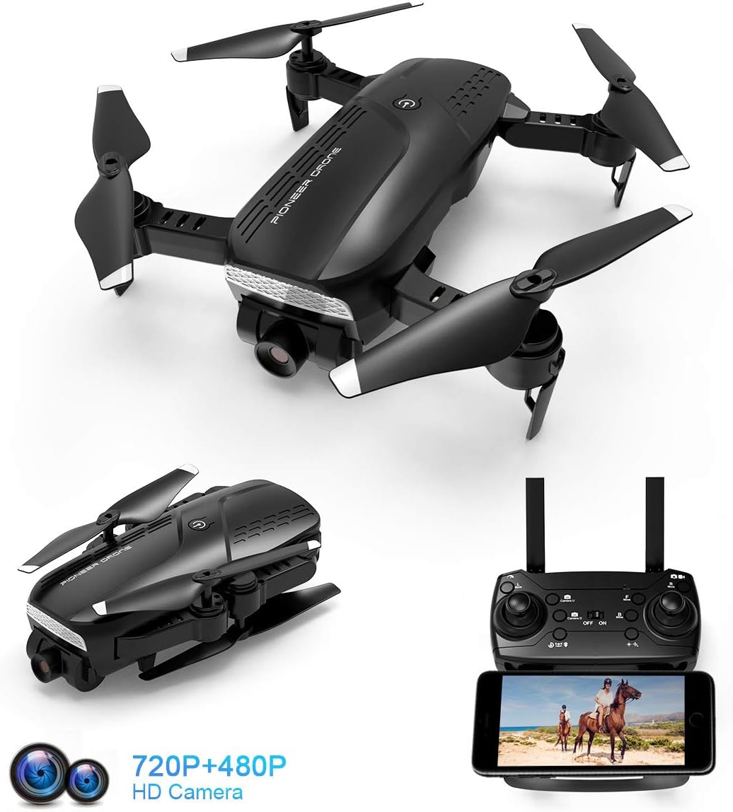 Foldable Drone with 720P HD Camera for Adults, FPV WiFi RC Quadcopter, 120° Wide-Angle Live Video Camera, Altitude Hold, APP Control, One Key Return, Easy to Fly for Beginners, 2 Batteries