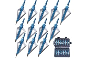 EOOENOON Archery 3 Blades Hunting Broadheads 100/125 Grains Screw-in Arrow Heads Arrow Tips Compatible with Crossbow and Compound Bow + 1 PK Broadhead Storage Case