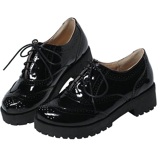 Amazon.com | Womens Vintage Patent Leather Square Toe Platform