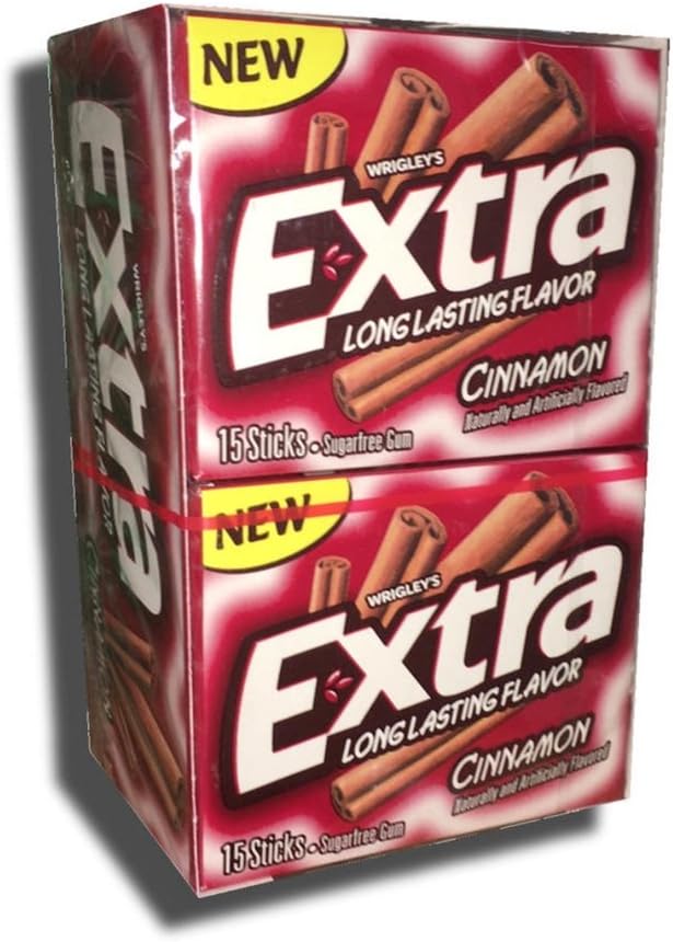 Extra Cinnamon Sugarfree Gum, Cinnamon, 15 Count (Pack of 10) Amazon