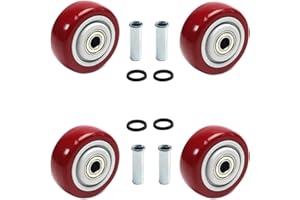Juvielich 4Pcs Push Cart Wheels 3 Inch PU Caster Wheels Bearings Repair Kits,Heavy Duty Plate Casters Wheels with 3/8 inch bore,Shelf replacement 3” x 1.25” caster wheel for Platform Trucks,Trolly