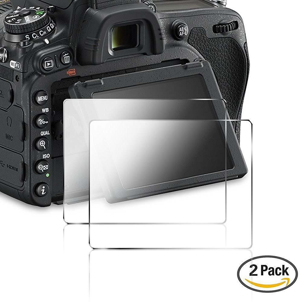 Kameraschutzfolie für Nikon D750, CAM-ULATA Anti-Kratzer Blendfreies, Gehärtetes Glas LCD Ultra Crystal Clear Displayschutzfolie für DSLR, 2 Pack