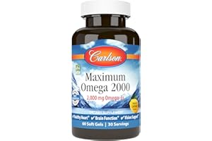 Carlson - Maximum Omega 2000, 2000 mg Omega-3 Fatty Acids Including EPA and DHA, Wild-Caught, Norwegian Fish Oil Supplement, Sustainably Sourced Fish Oil Capsules, Lemon, 60 Softgels