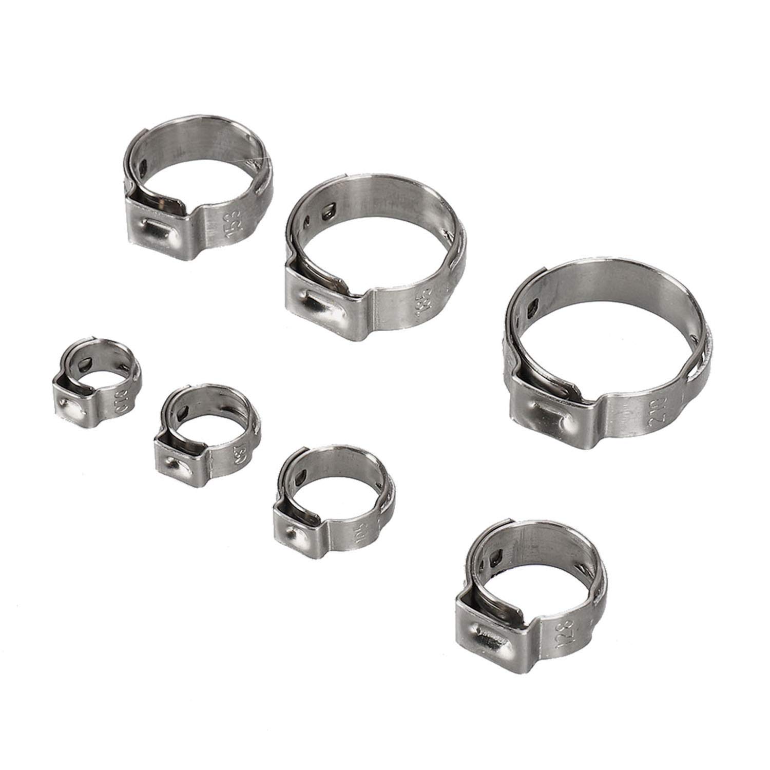 HanTof 80Pcs 721mm 7 Sizes 304 Stainless Steel Single Ear Stepless